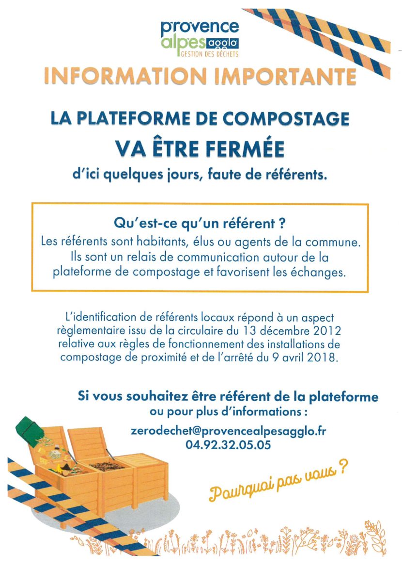 FERMETURE DE LA PLATEFORME DE COMPOSTAGE